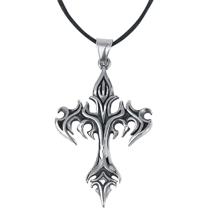 etNox hard and heavy - Gothic Halsketting - Flame Cross - zilverkleurig