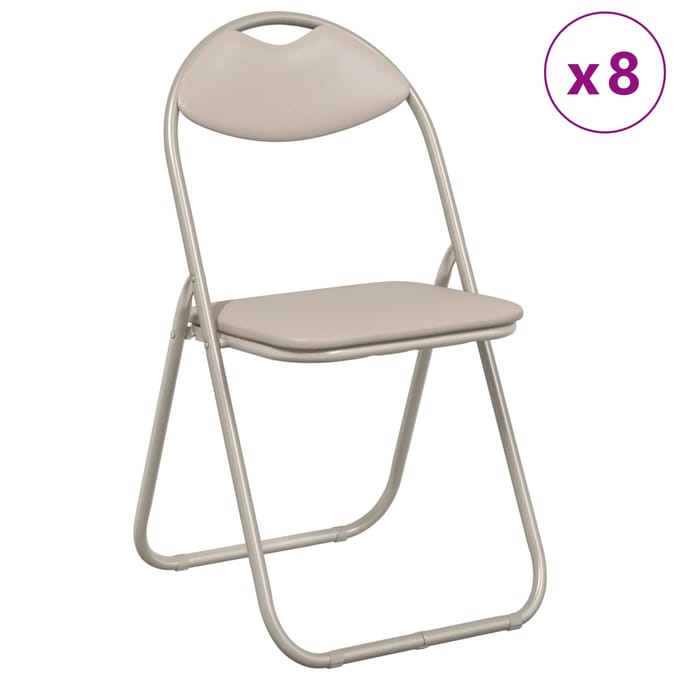 vidaXL Inklapbare stoel 8 st Nep Leer Zand 48 x 43,5 x 81 cm