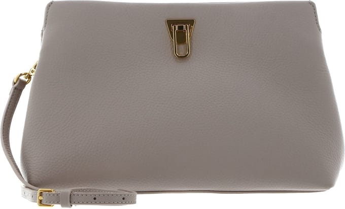 COCCINELLE Leren Koppeling Schoudertas Beat Clutch Handbag Grained Leather Powder Pink Beige