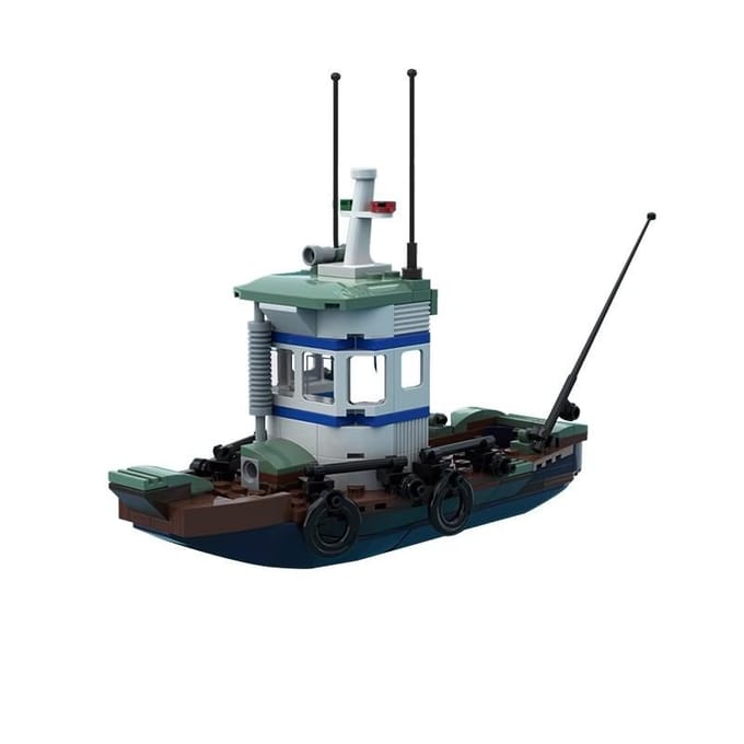 Stad Oude Visboot Bouwstenen Set Mini Vaartuig Trawlboot Model Piratenschip Speelgoed voor Kinderen Kerstcadeaus gray