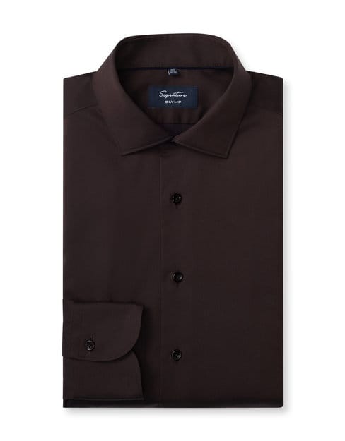 OLYMP Signature Overhemd, Tailored Fit, Signature Kent, Bruin