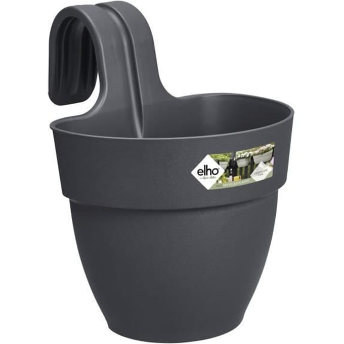 ELHO Pot de fleurs balcon Vibia Campana Easy Hanger Small - Anthracite - Balcon extérieur - L 24.1 x W 20.5 x H 26.5 cm gris
