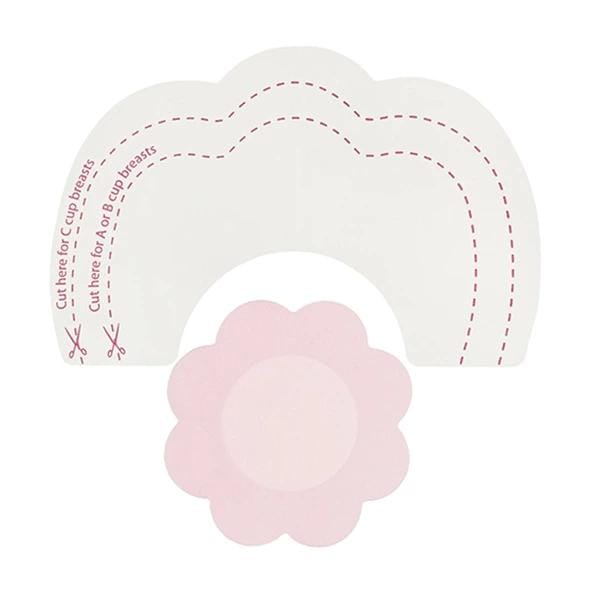 Bye Bra zelfklevende borstlift tape, onzichtbaar, push-up, A-C, beige satijnen tepelcovers (A-C)