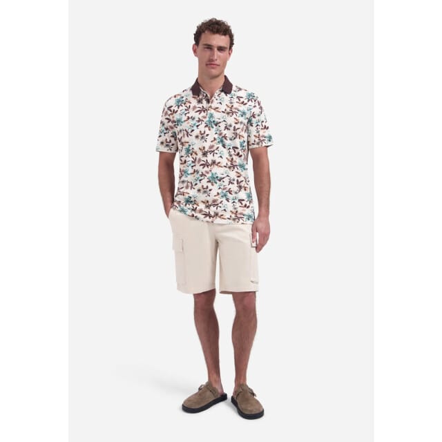 Polo met V-hals, korte mouwen en bloemenprint
