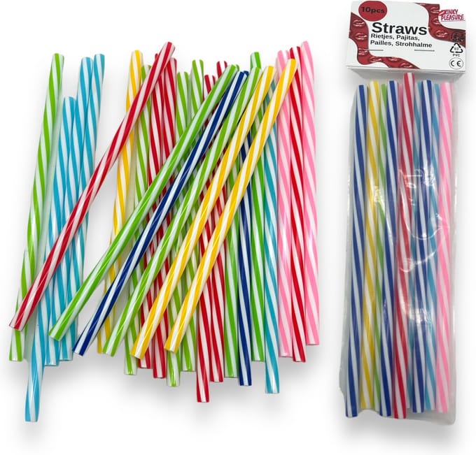 Plastic rietjes (Herbruikbaar) - Set van 10 stuks - Mix
