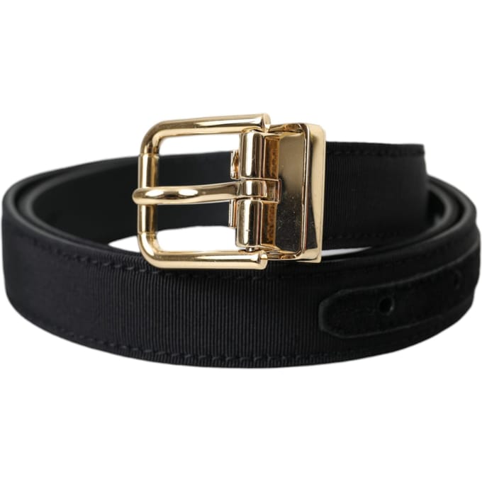 Grosgrain Leren Ceintuur met Gouden Gesp