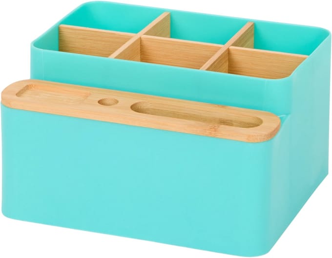 Bureau Organizer met Bamboe Verdelers – 18 x 16 x 10 cm – turquoise