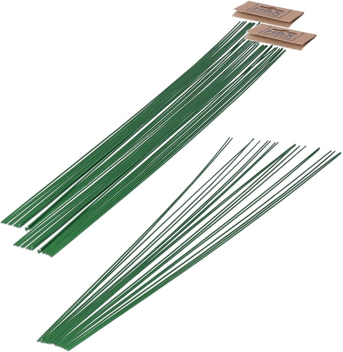 Binddraad/wikkeldraad - 180x st - groen - 400 mm x 0,8 mm - hobbydraad/bloemendraad