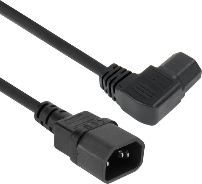 ACT Netsnoer C14 - C15 (haaks links) IEC60320 zwart 1,2 m AK5353