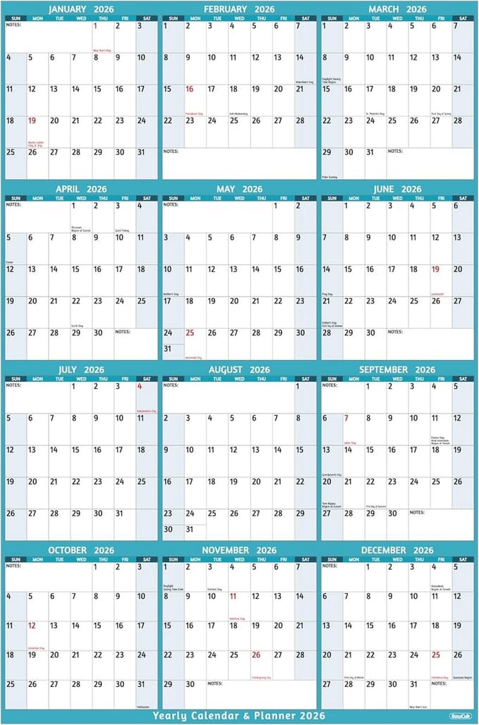 Verticale Jaarkalender 2025 - Groot Formaat Wanddecoratie