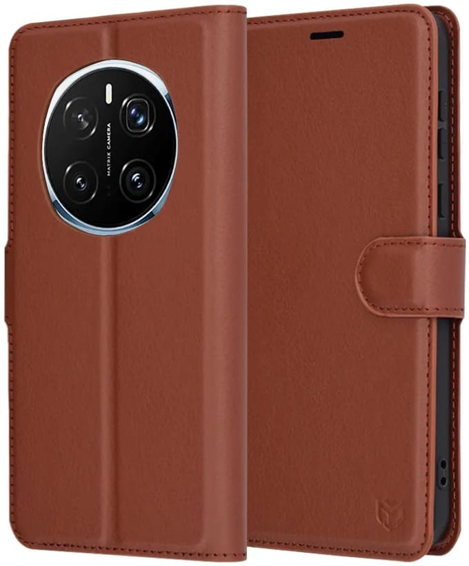 Hoesje geschikt voor HONOR Magic7 Pro - Techsuit Leather Folio Book Wallet Case - Bruin