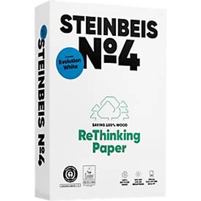 Gerecycled papier Steinbeis №4, DIN A4, 80 g/m², natuurlijk wit, 2500 vellen