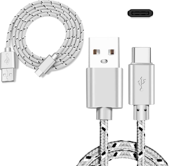 BSTNL – USB kabel – naar - USB C – 50 cm – nylon – wit zwart