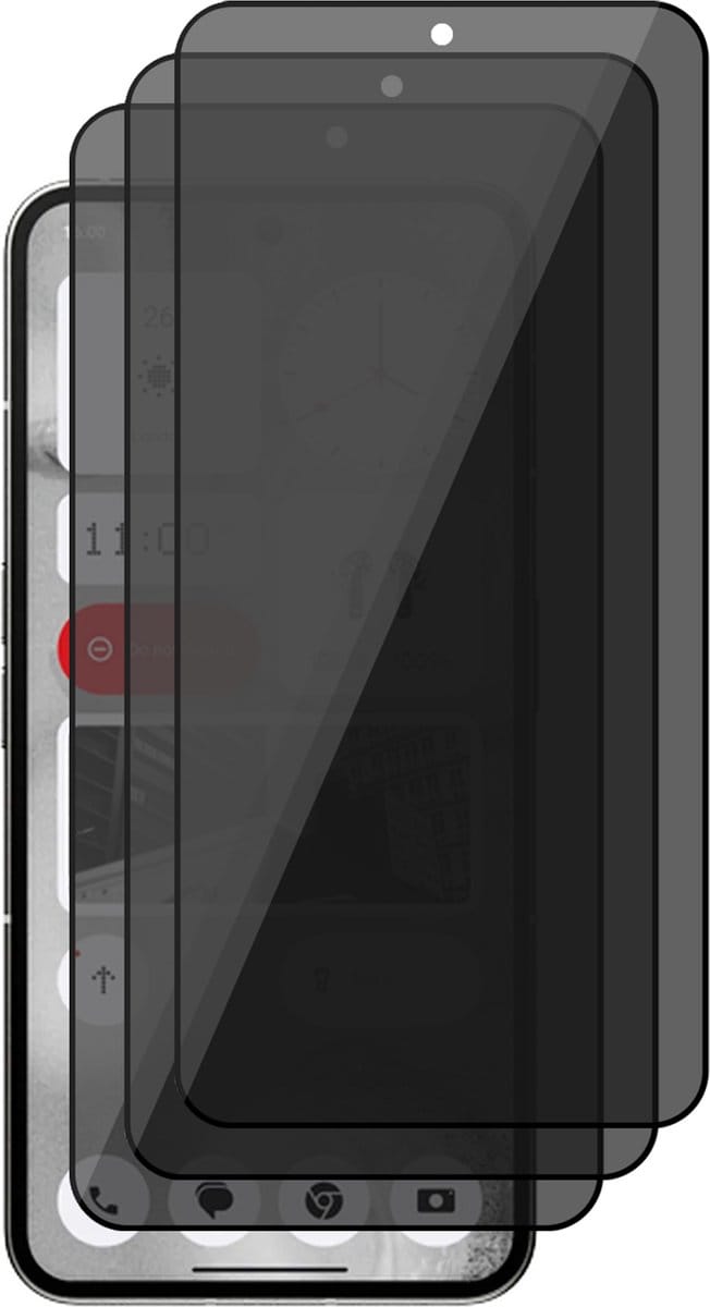 Privacy Screenprotector geschikt voor Nothing Phone 2 - 3x Volledig Dekkend Glas Screen Protector