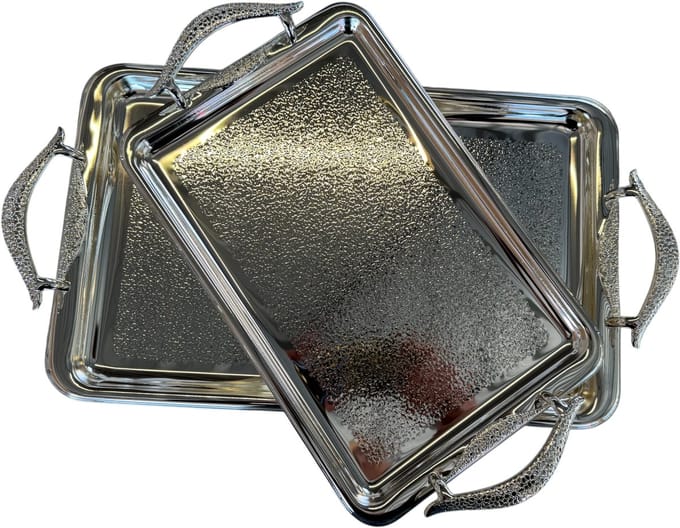 Kadirelli Dienblad - Zilver - Set van 2 - Serveerschaal - Tepsi