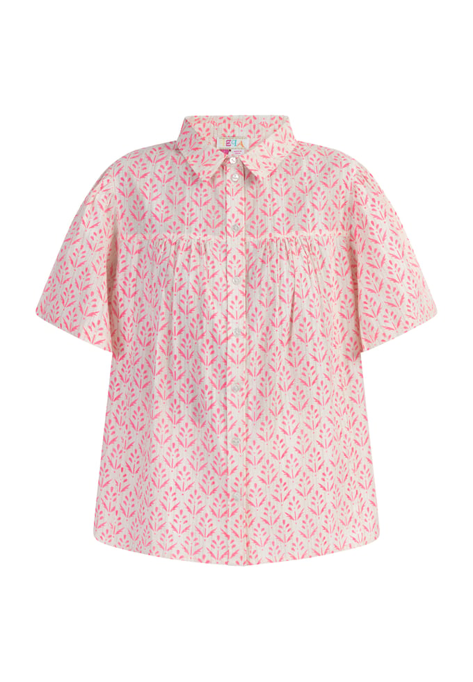 IZIA blouse met korte mouwen Dames neonroze