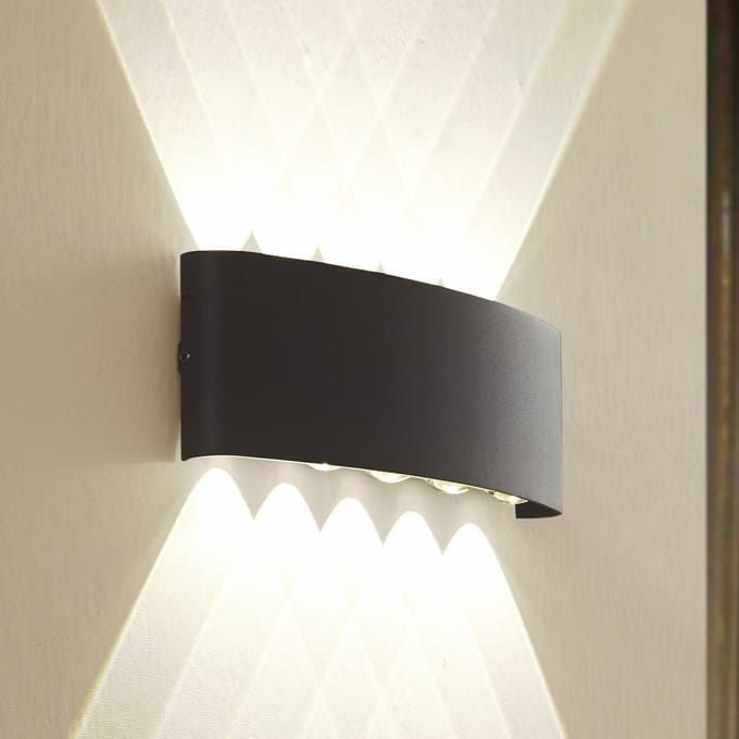 Lindby LED buiten wandlamp Ithan, 5-lamps, antraciet, 27 cm