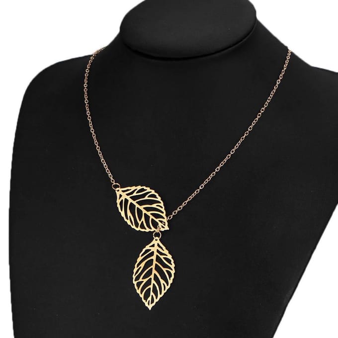 Joboly Blad Blaadje Bloem Veer Ketting Verstelbaar - Dames - Goudkleurig - 45 cm
