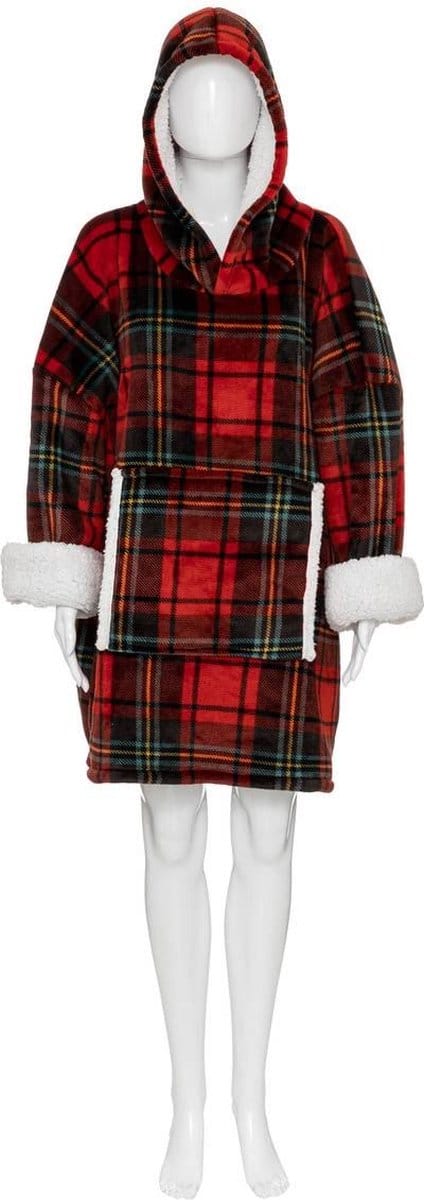 Poncho plaid 'Tartan' - Rood