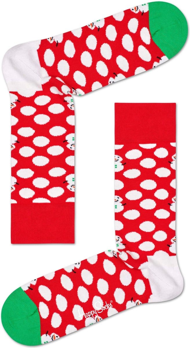 Happy Socks Big Dot Snowman Sock - rood - Unisex - Maat: 41 - 46