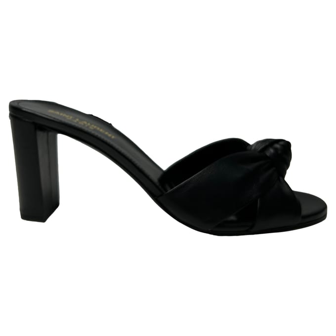Saint Laurent Bianca Slide Sandalen in Zwart Leder