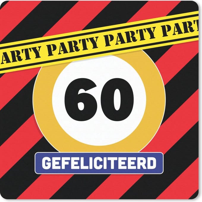 Muismat 20x20 cm - Mousepad Verjaardag - 60 Jaar - Strepen - Muismatten