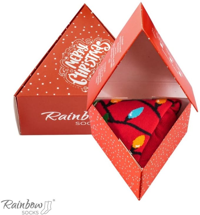 Rainbow Socks - Kerstsokken - Lampjes - EU 41-46 - Rood - Katoen