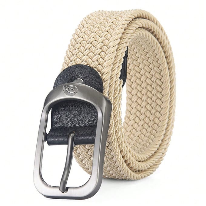 Dames- en heren geweven riemen elastische dames Koreaanse versie veelzijdige studentenriemen 110cm beige