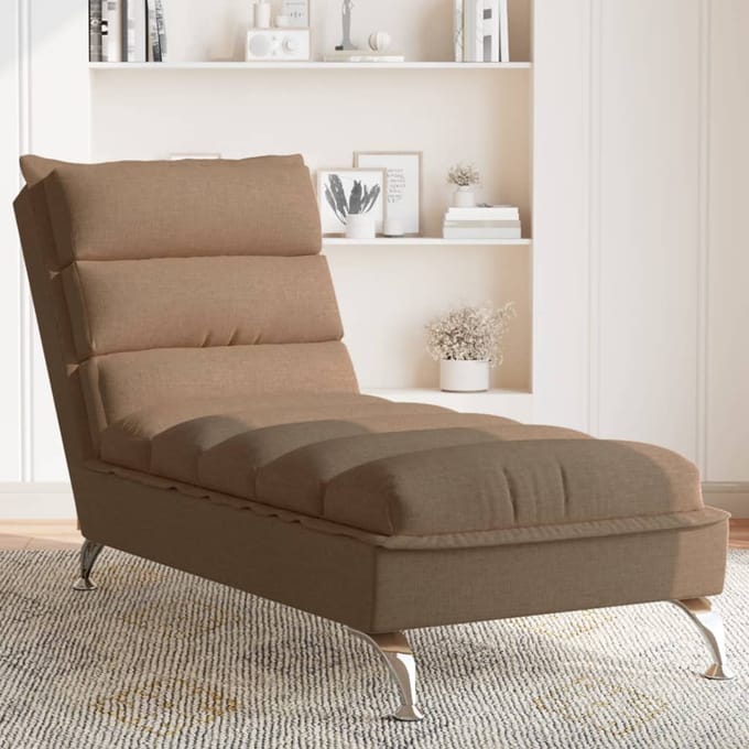 vidaXL Chaise longue met kussens stof bruin