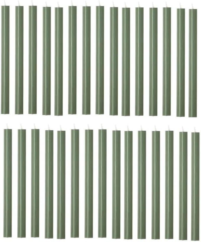 Rustik Lys chique lange dinerkaarsen pak van 30 stuks 2.1 x 30 cm kleur Oliegroen