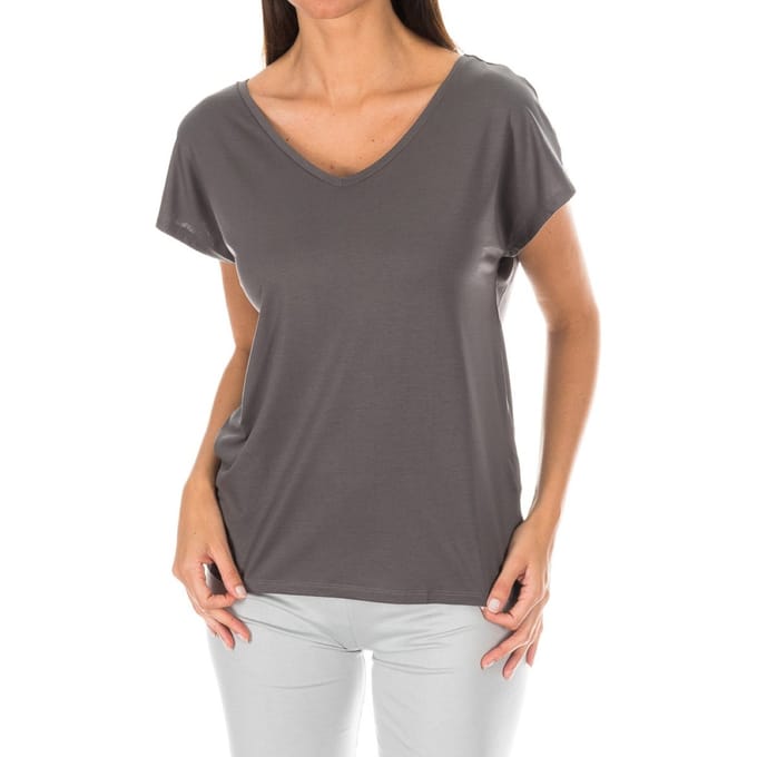 Dames-T-shirt met korte mouwen en V-hals 1487904682