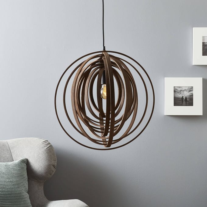 Trio Lighting Ongebruikelijke hanglamp Boolan - bruine kap