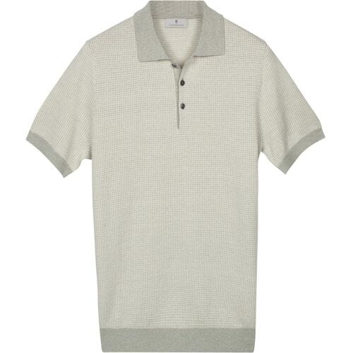 Thomas Maine Polo Fine Allover Pattern Merinowool Linnen Soft Green / male