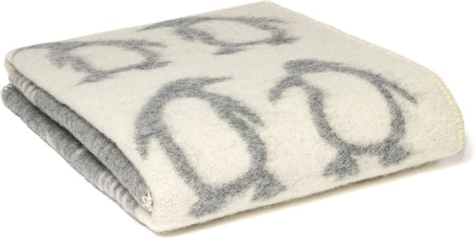WOOOL Wollen Kinderdeken - PENGUIN (Grijs) - 130x90 - Ledikant