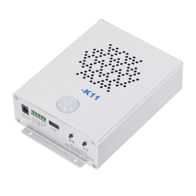 Bewegingsgeactiveerde Geluidsluidspreker Infrarood Spraakspeler Metalen Behuizing Spraakaanwijzing DC 12V   voor Winkel white