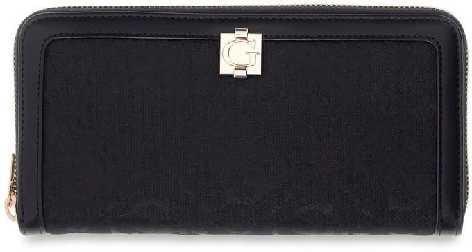 GUESS portemonnee Audrey Logo SLG Zip Around Wallet Black Logo zwart