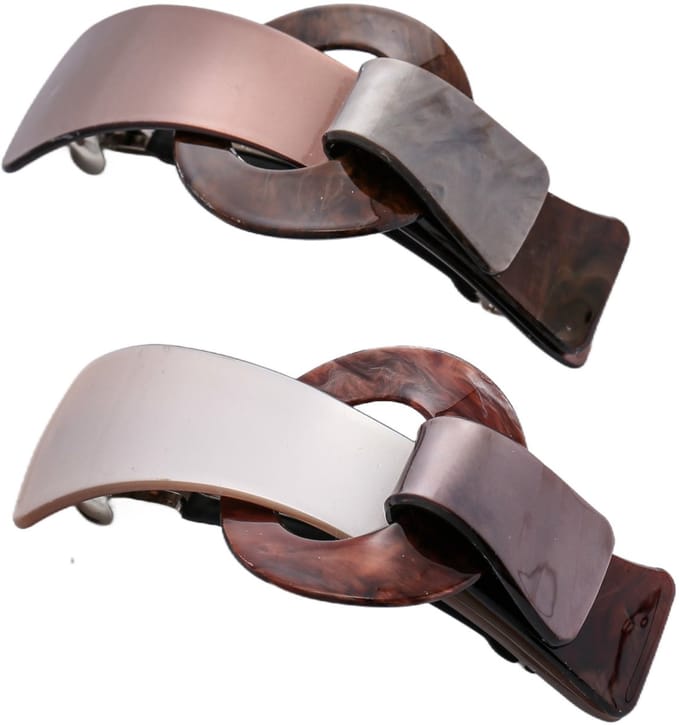 Emilie collection - haarspeld - groot - 2 stuks - zilver - bruin