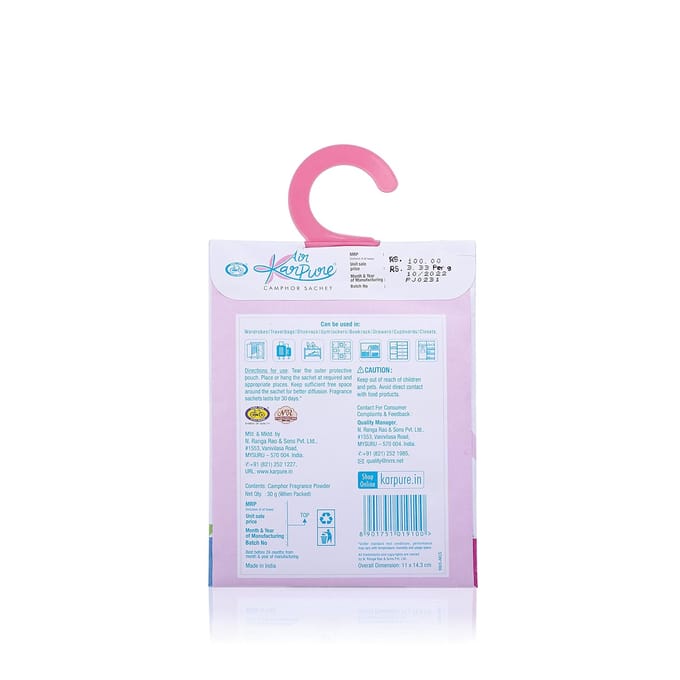 Cycle Karpure Kamfer Sachet Pak van 4 30g Elk Langdurige Kamer Auto Luchtverfrisser white