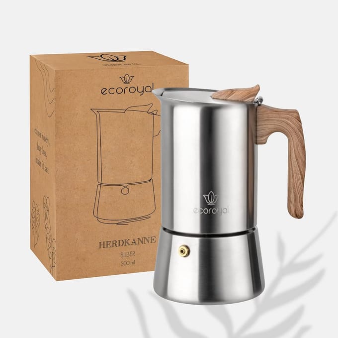 RVS Espressomaker voor 1-6 Kopjes, Geschikt voor Alle Warmtebronnen