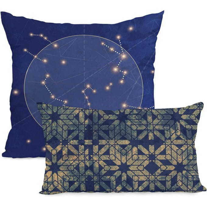 Set van 2 kussenhoezen Deep Blue | Blanc