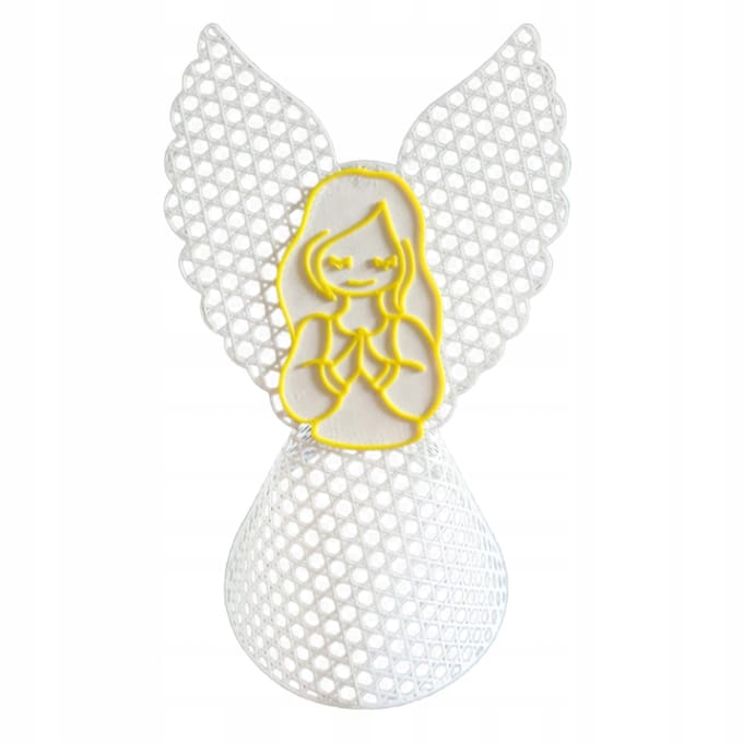 SMX Design Serie - Kersthanger - Engel - 3D-geprint - Wit en Geel