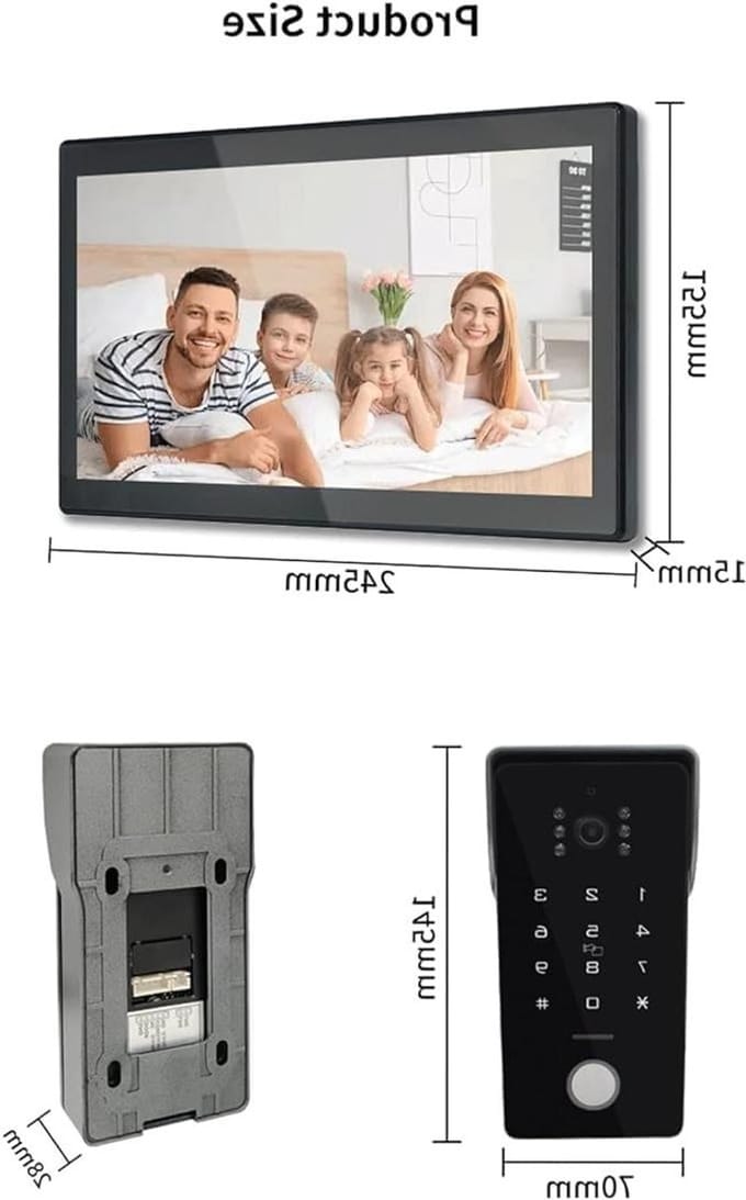 Wi-Fi Intercom Systeem - Videodeurbel Set - Beveiliging Thuis - 10 Inch Touchscreen - 1080P HD Camera - Zwart