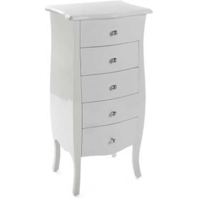 Commode haute laquée blanche 5 tiroirs CAGLIARI