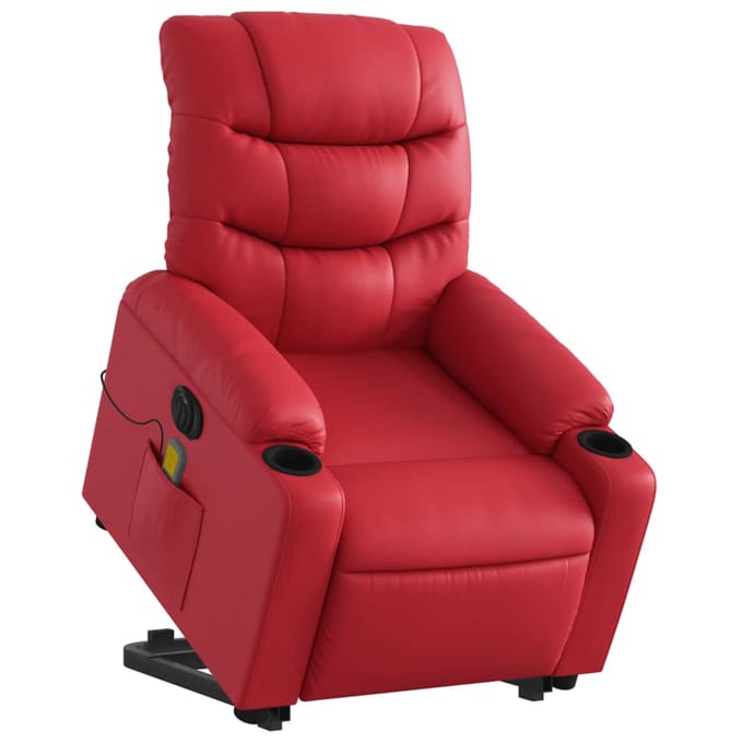 vidaXL - Sta-op-massagestoel - elektrisch - kunstleer - rood