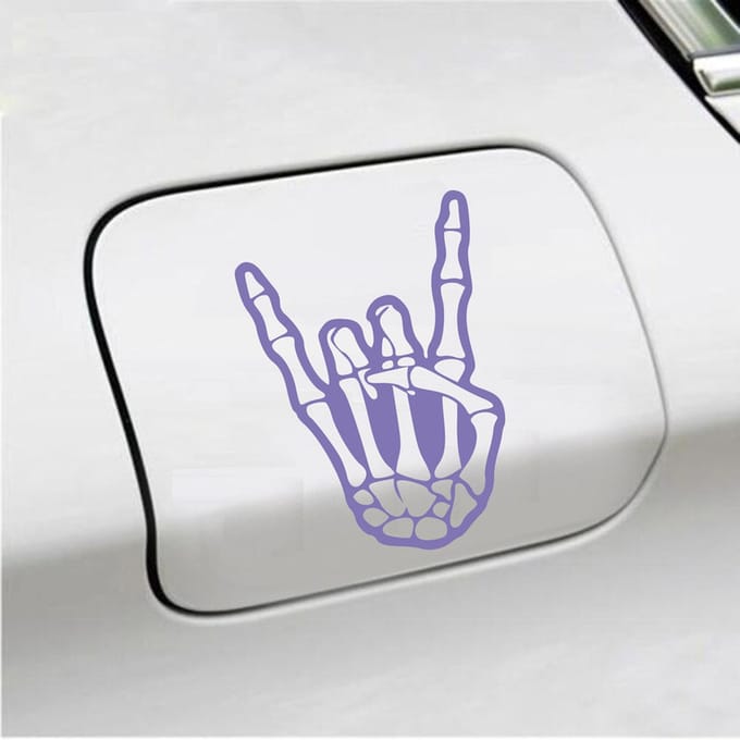 Bumpersticker - Rock N Roll Skelet - 10 X 14,4 - Paars