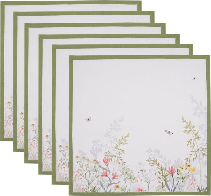 Clayre & Eef Servetten Katoen Set van 6 40x40 cm Wit Katoen