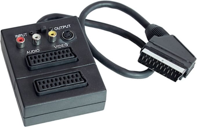 Scart verdeelbox met 2x Scart + 1x S-VHS/Composiet aansluitingen / zwart - 0,20 meter