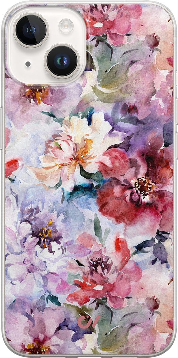 Hoesje geschikt voor Apple iPhone 14 - Bloemen Acryl - - Roze - Apple - Casevibes