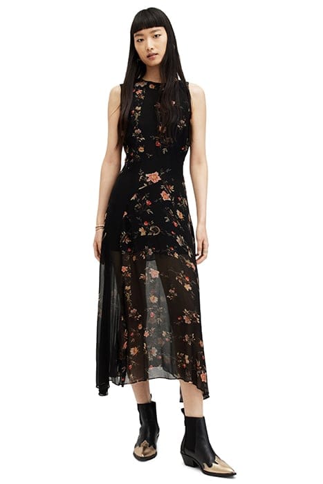 AllSaints Jules Tanana Dress Black Größe: 2 | Midikleider Outlet | Damen | Schwarz