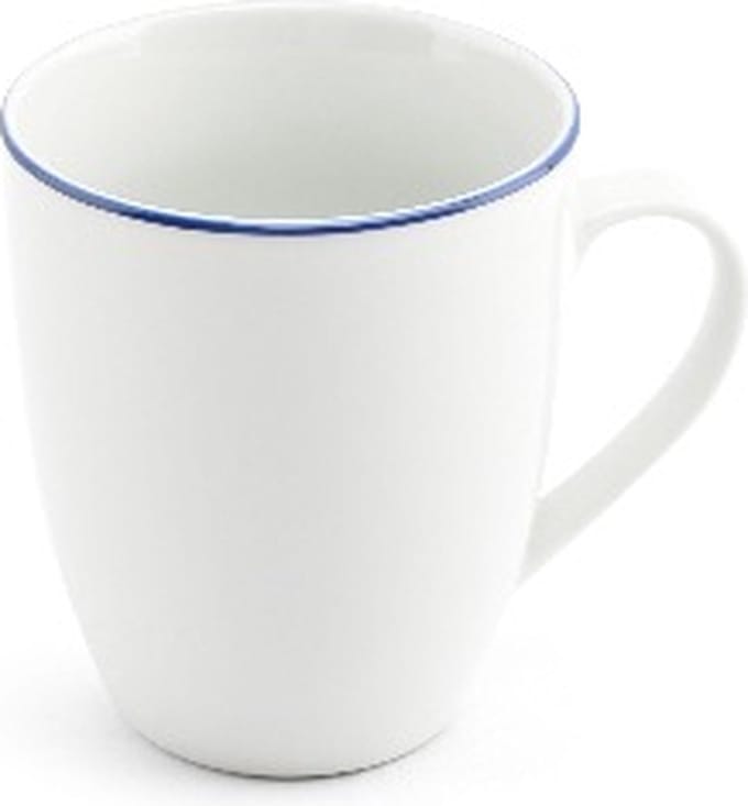 BonBistro Beker 38cl blue rim Basic White (Set van 6)